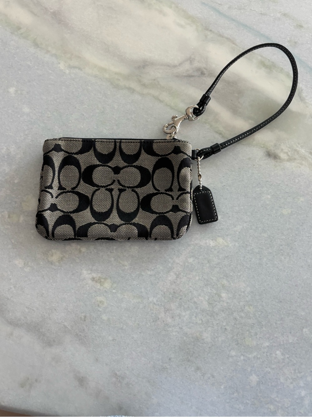Coach Black & Tan Signature Canvas Wristlet - Picture 5 of 8